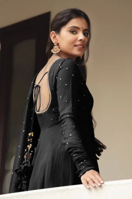 Forever Ethnic Black Georgette Anarkali Dress With Dupatta