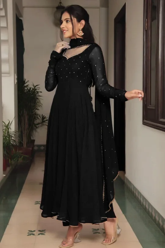 Amazon.com: ETHNIC EMPORIUM Indian Georgette Sequin Waist Belt style  Designer Anarkali Muslim Wedding Dress 2620 (black, s) : Clothing, Shoes &  Jewelry