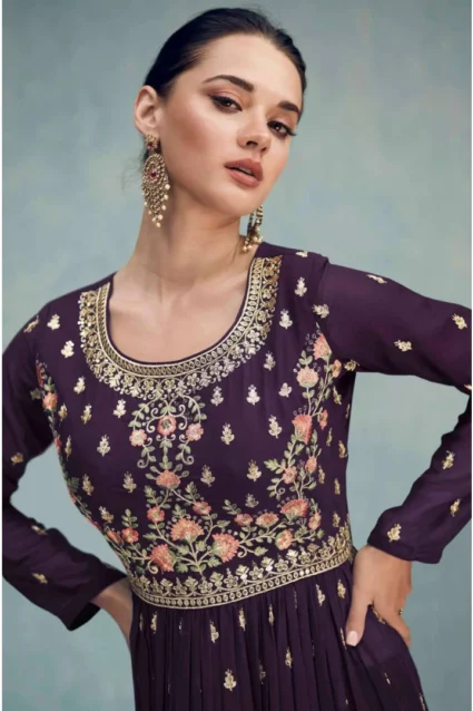 Georgette Palazzo Suit With Dupatta In Embroidery Work Georgette Palazzo Suit With Dupatta In Embroidery Work