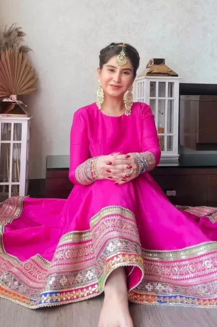 Glamorous Pink Partywear Palazzo Suit Set For Women Glamorous Pink Partywear Palazzo Suit Set For Women