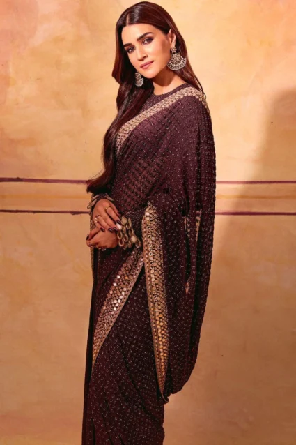 Kriti Sanon Bollywood Style Designer Saree With Sequin Work