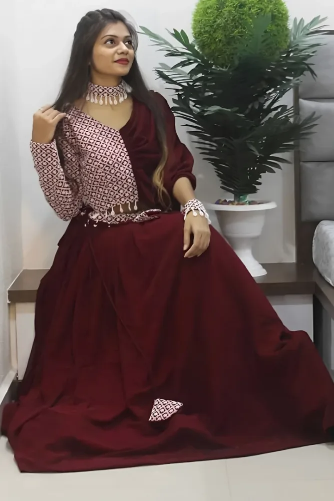 Avika Gor in Kalki maroon long reception gown with embellished bodice and  waistline KALKI Fashion India