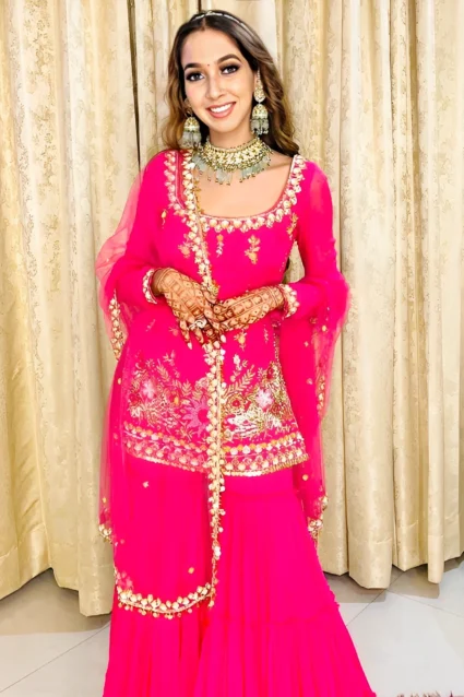 Pink Sequin Sharara Suit For Women With Net Dupatta Pink Sequin Sharara Suit For Women With Net Dupatta