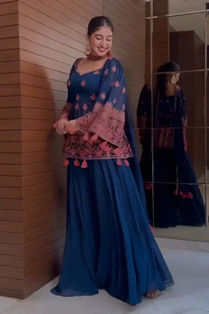 Raksha Bandhan Special Festive Wear Blue Palazzo Set Raksha Bandhan Special Festive Wear Blue Palazzo Set