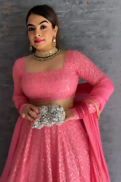 Raksha Bandhan Special Pink Crop Top Lehenga With Dupatta