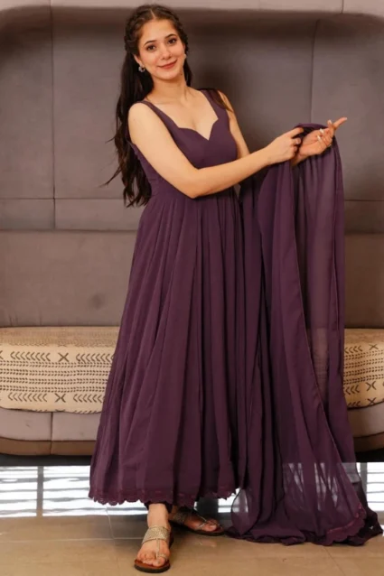Graceful Purple Georgette Anarkali Dress for Girls Graceful Purple Georgette Anarkali Dress for Girls