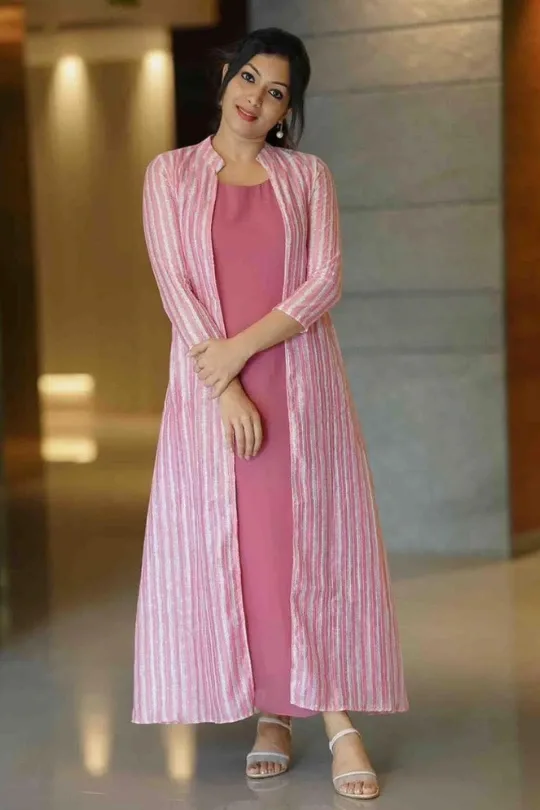 Buy Pranjal Women Dark Pink Rayon Slub Two Tone Plain Kurti With JacketPinkXXL  Online at Best Prices in India  JioMart
