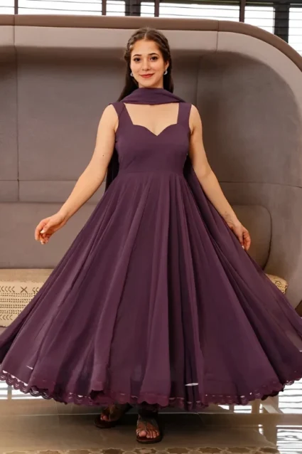 Graceful Purple Georgette Anarkali Dress for Girls Graceful Purple Georgette Anarkali Dress for Girls
