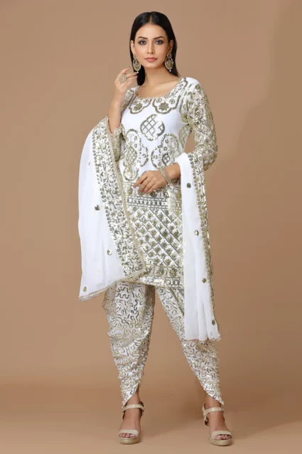 Traditional White Dhoti Salwar Suit Traditional White Dhoti Salwar Suit