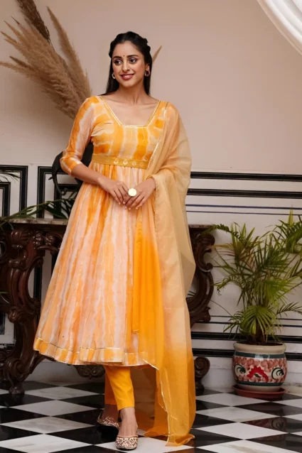 Stunning Yellow Organza Suit With Dupatta For Haldi Ceremony Stunning Yellow Organza Suit With Dupatta For Haldi Ceremony