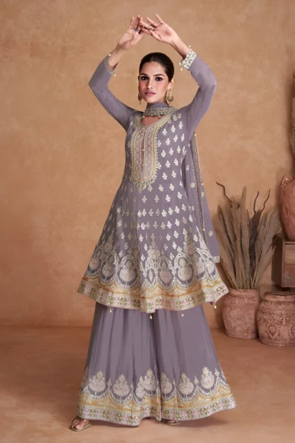 Festive Special Georgette Kurti Palazzo Dupatta Set For Women Festive Special Georgette Kurti Palazzo Dupatta Set For Women