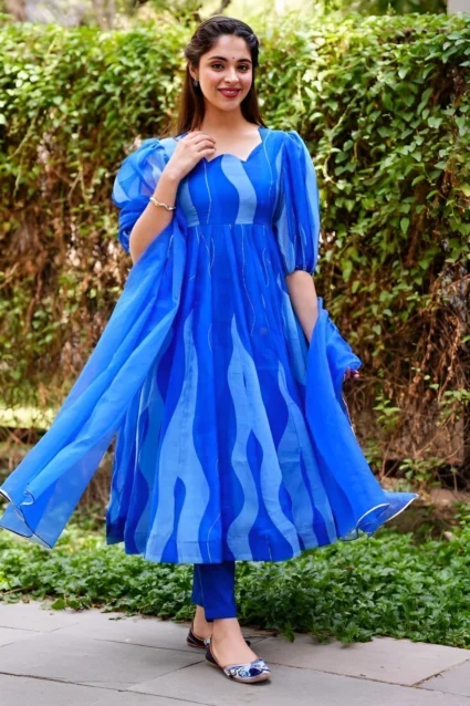 Glamorous Tabby Organza Gown With Monochrome Gota Dupatta Glamorous Tabby Organza Gown With Monochrome Gota Dupatta