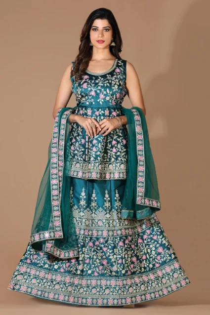 Malai Silk Lehenga Choli Set With Beautiful Embroidery 2023