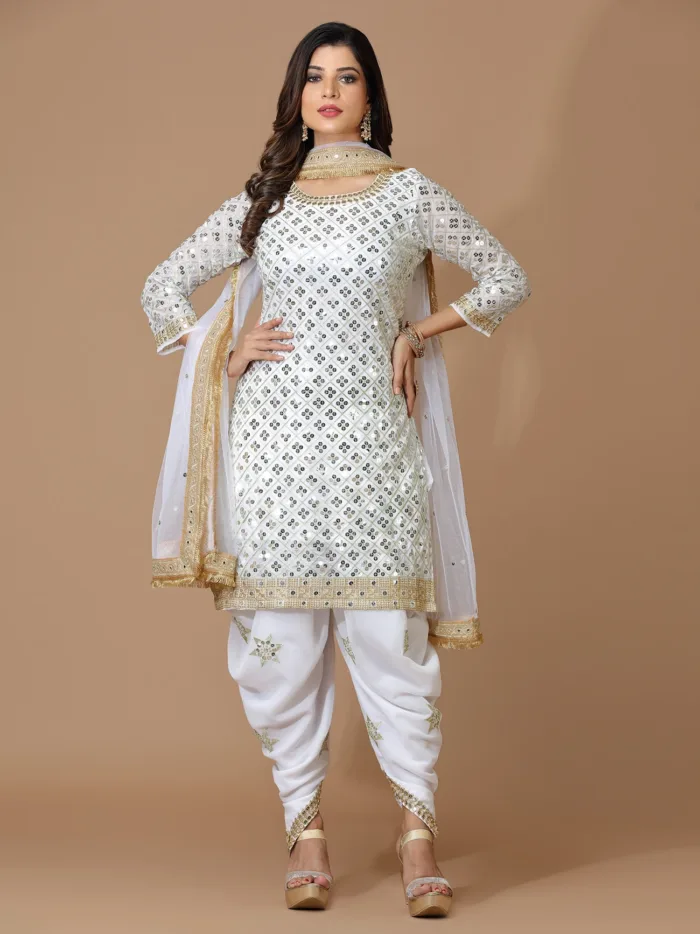 Party Wear Jaam Cotton Hand Embroidered Salwar kameez stole suit set F0763  - muteyaar.com