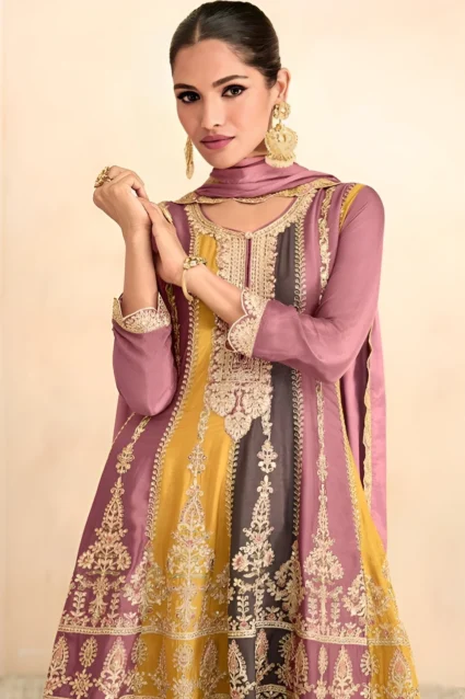 Readymade Heavily Embroidered Pink Sharara Set For Party Celebration Readymade Heavily Embroidered Pink Sharara Set For Party Celebration