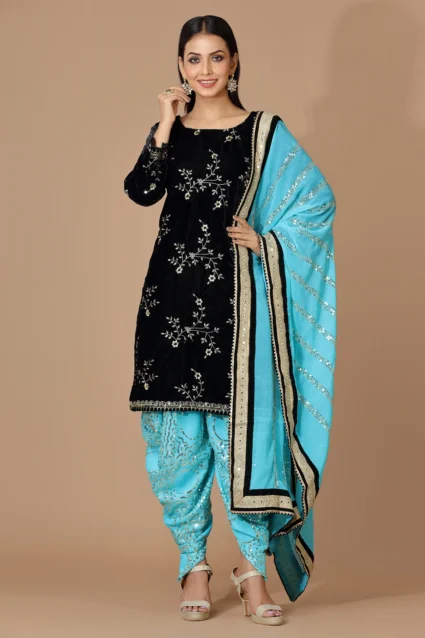 Velvet Patiala Salwar Kameez With Dupatta For Kitty Party Velvet Patiala Salwar Kameez With Dupatta For Kitty Party