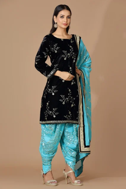 Velvet Patiala Salwar Kameez With Dupatta For Kitty Party Velvet Patiala Salwar Kameez With Dupatta For Kitty Party