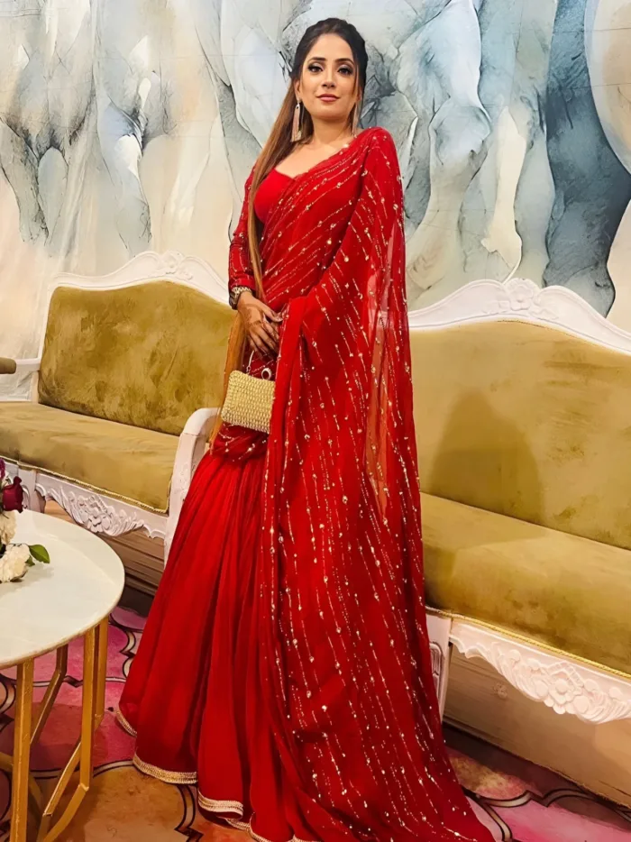 Designer Sarees enhances the charm of even the most ordinary woman & give  them a stunning and gorgeous look. in 2023 | Lehenga saree, Saree designs,  Wedding saree indian