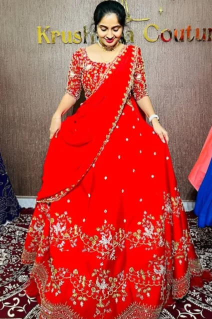 Wedding Special Red Embroidered Bridal Lehenga Choli Set