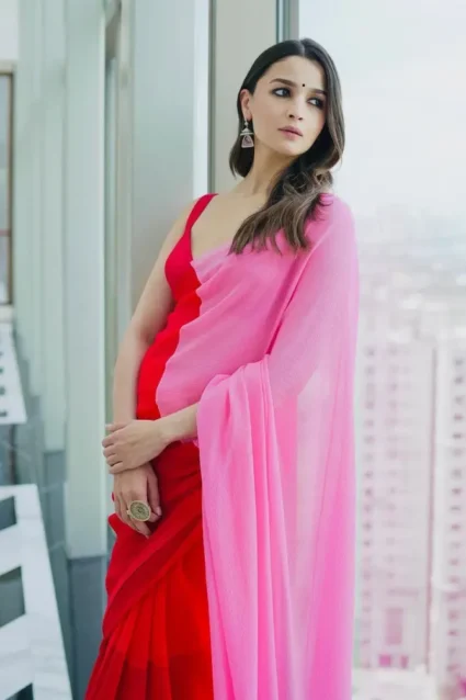 Alia Bhatt Saree Rocky Aur Rani Promotion