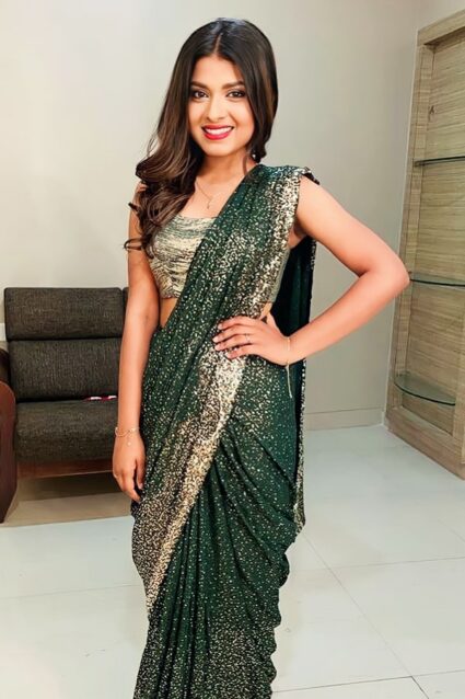 Cocktail Party Sequin Saree For Girls