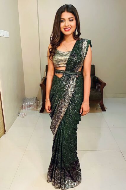 Cocktail Party Sequin Saree For Girls