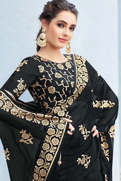 Ethnic Designer Georgette Sequence Work Saree 2024