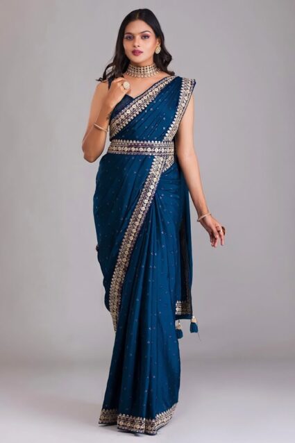 Ethnic Designer Silk Saree With Belt For Women