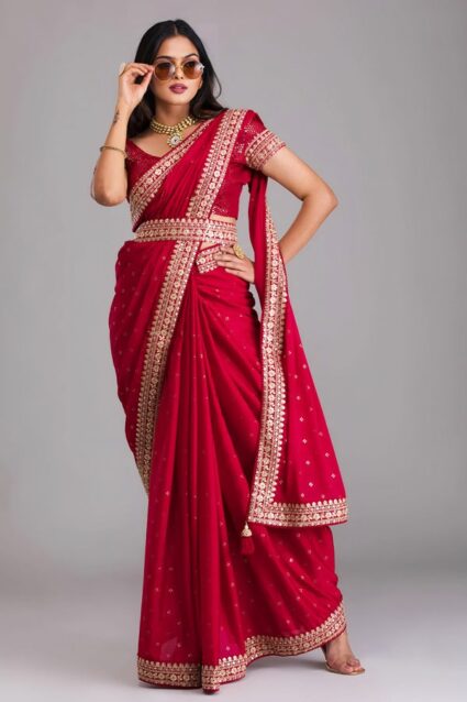 Ethnic Designer Zomato Silk Saree With Ethnic Designer Waist Belt