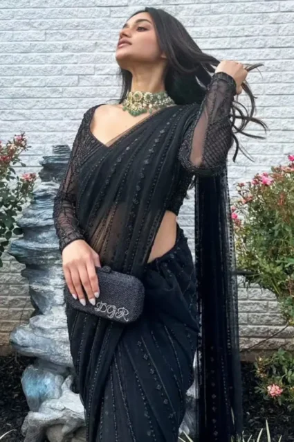 Farewell Special Black Saree For Girls