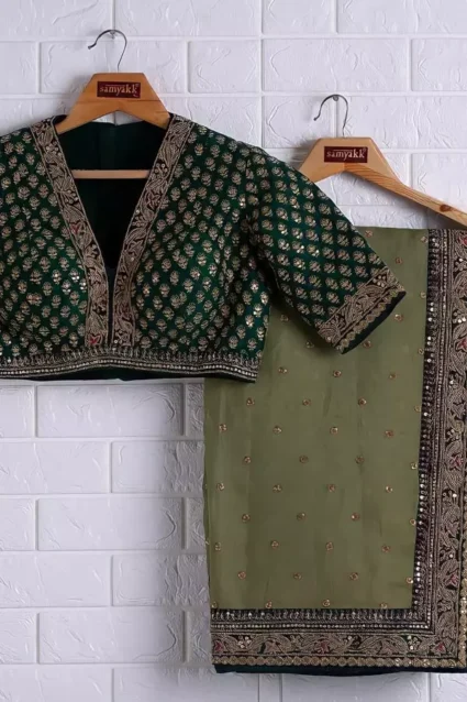 Green Organza Silk Saree For Mehendi Function