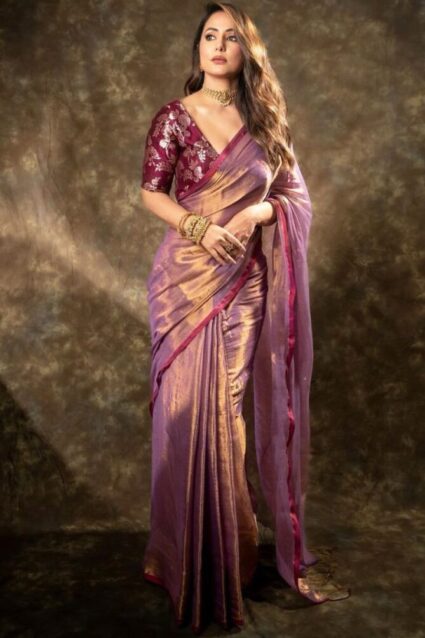Hina Khan Saree For Wedding Guest 2024