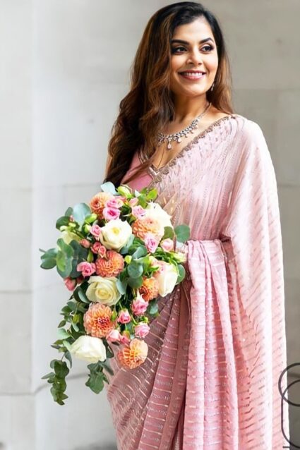 Latest Ethnic Designer Embroidery Work Saree For Wedding