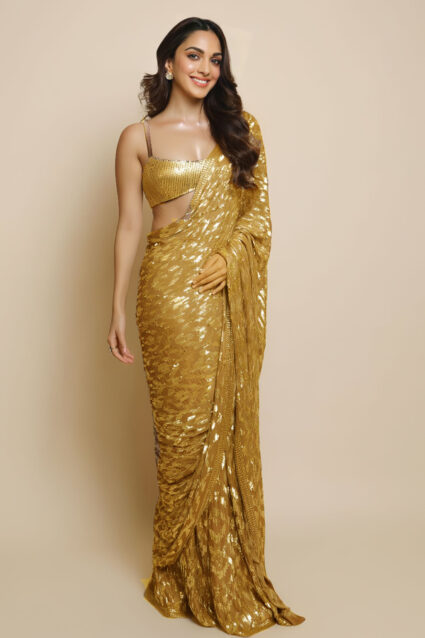 Latest Kiara Advani Golden Saree Buy Online For Girls