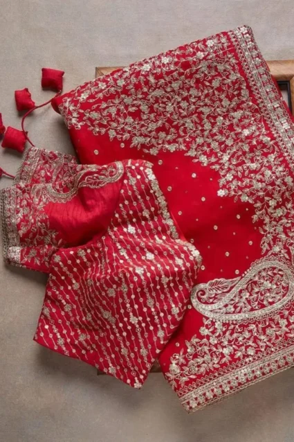 Latest Red Saree Look For Pooja