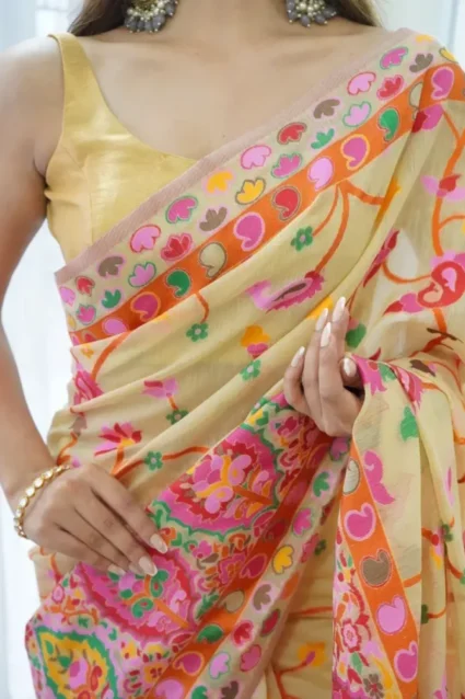 Latest Traditional Kashmiri Silk Saree Poses For Girl