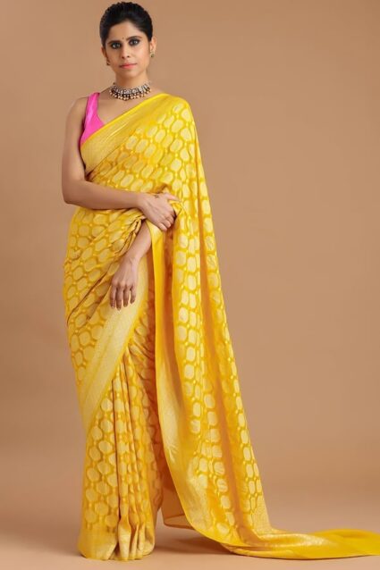 Marriage Wedding Silk Saree For Haldi Function