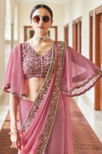 Marriage function Pink Saree for female 2024