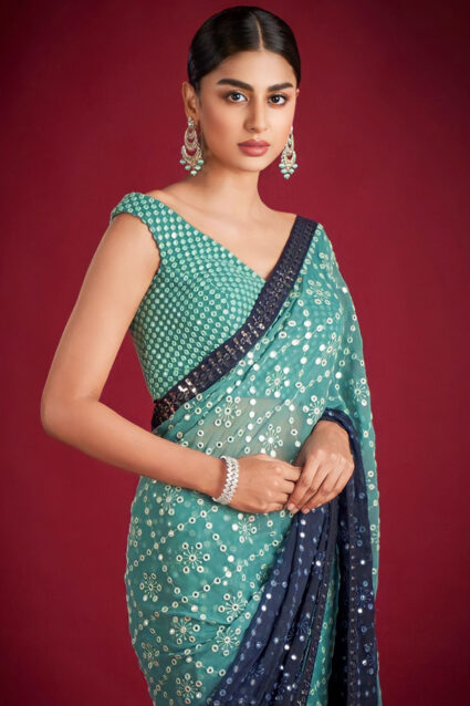 New Pista Green Saree For Women With Price