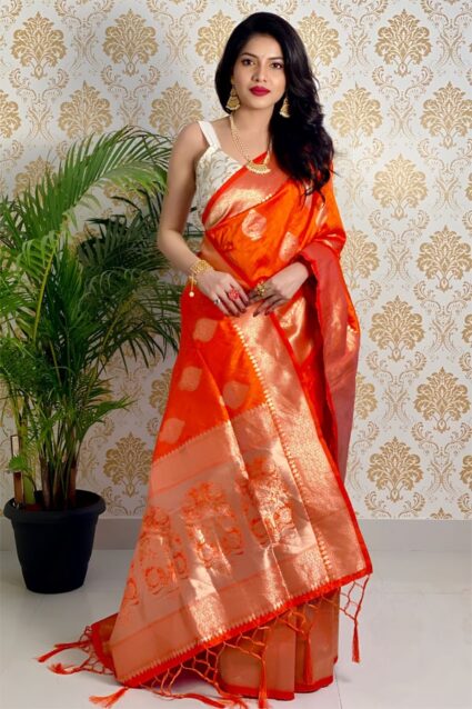 Orange Paithani Saree Look For Wedding Season