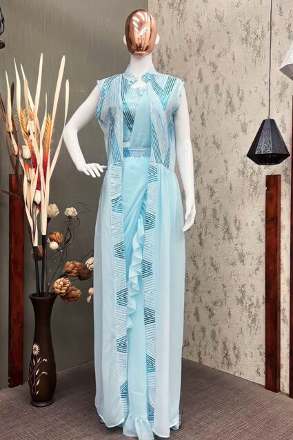 Party Wear Indo Western Saree For Farewell