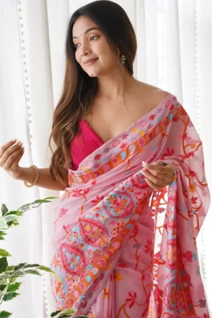 Party Wear Kashmiri Silk Saree Collection For Girls