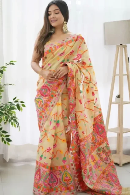 Party Wear Kashmiri Silk Saree Collection For Girls