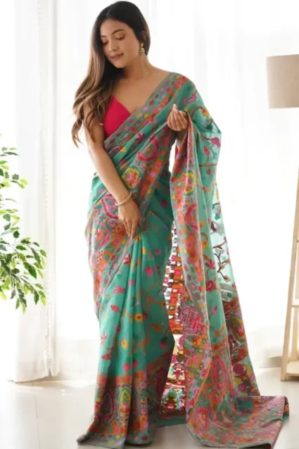Party Wear Kashmiri Silk Saree Collection For Girls