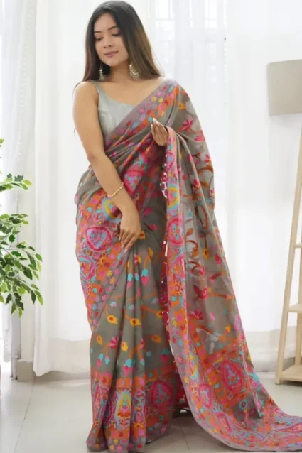 Party Wear Kashmiri Silk Saree Collection For Girls