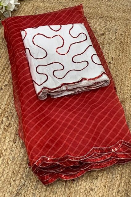 Party Wear Leheriya Saree For Girls