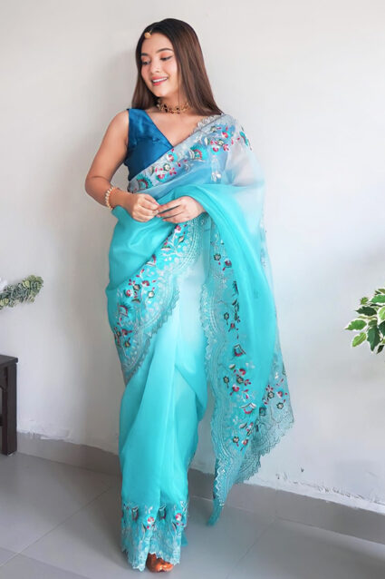 Party Wear Saree For Wedding Guest 2024