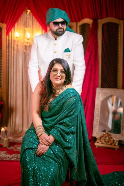 Party wear saree design 2024 Green