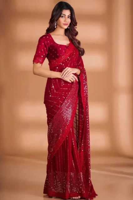Red Karwa Chauth Saree Look For Married Girls