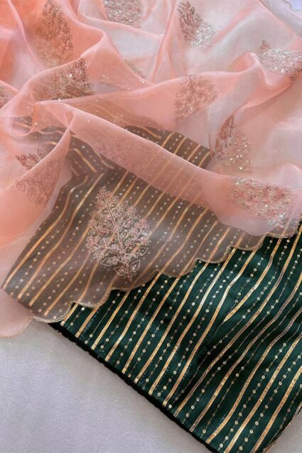 Sequin Embroidered Organza Saree Designs